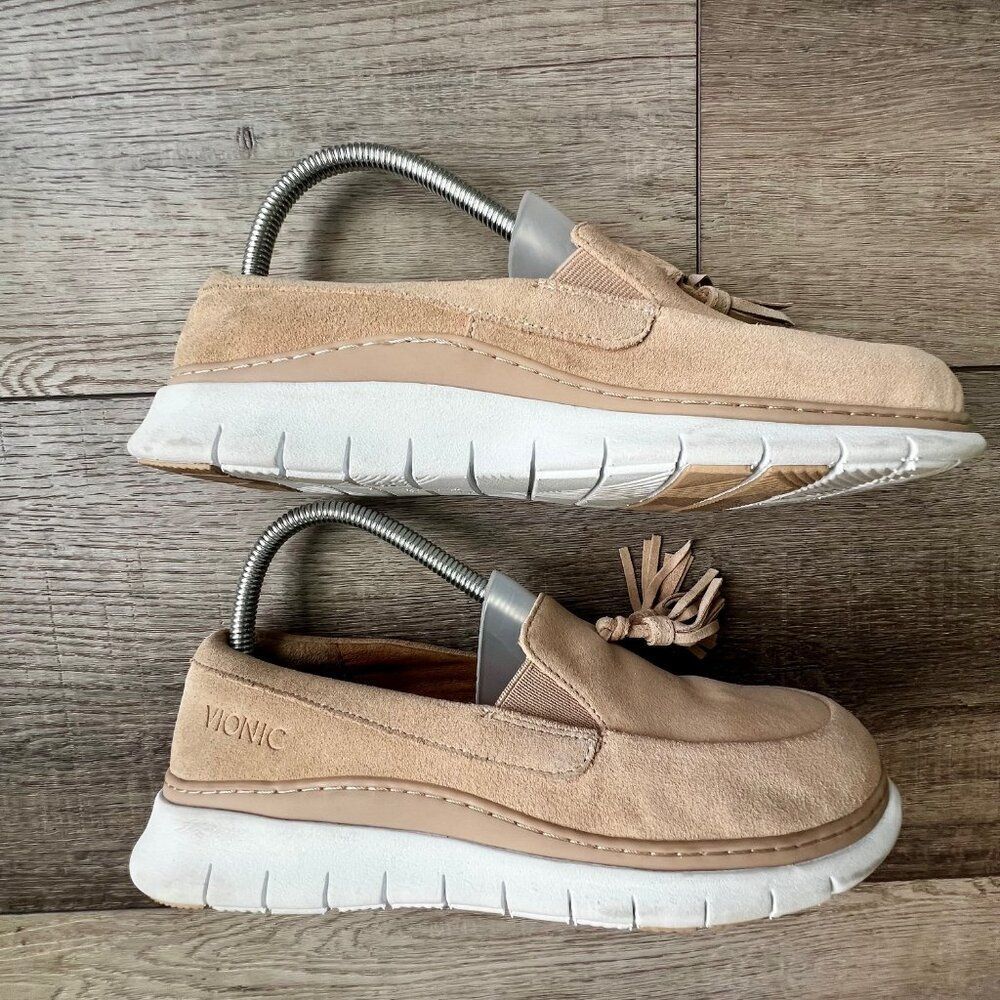 Vionic Quinn Suede Tassle Loafers Office Neutral Orthotic Comfort Shoes - Picture 3 of 10